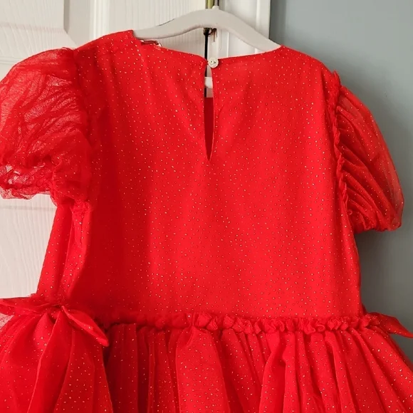 Red Ruffled Kids Tulle Dress - Picture 13 of 14